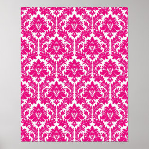 Póster Hot Pink Damask