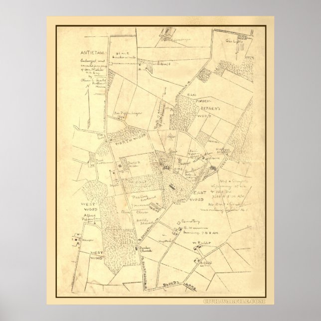 Póster Hotchkiss Map Antietam. (Frente)