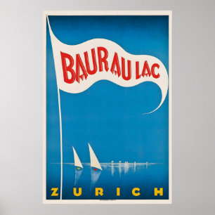 Poster Hotel Baur Au Lac Zurique Suíça Vintage