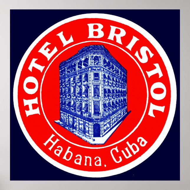 Póster Hotel Bristol Cuba 1930 (Frente)