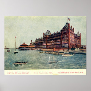 Poster Hotel Chamberlain, fortaleza Monroe, vintage do VA