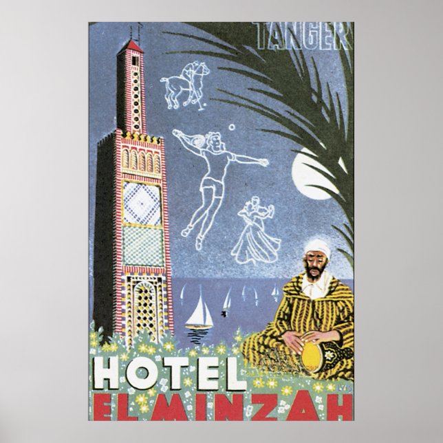 Poster Hotel El Minzah Viagens vintage (Frente)