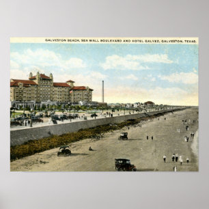 Poster Hotel Gálvez, Galveston, vintage 1924 de Texas