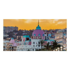 Póster Hotel Negresco, hotel de luxo famoso, em Nice, Fra