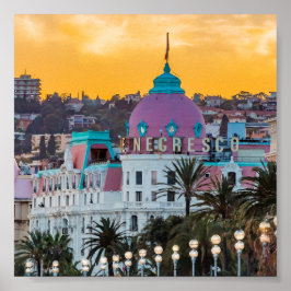 Poster Hotel Negresco, hotel de luxo famoso, em Nice, Fra