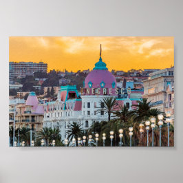 Poster Hotel Negresco, hotel de luxo famoso, em Nice, Fra