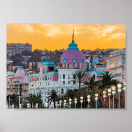 Poster Hotel Negresco, hotel de luxo famoso, em Nice, Fra