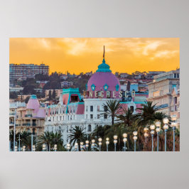 Poster Hotel Negresco, hotel de luxo famoso, em Nice, Fra