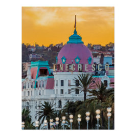 Póster Hotel Negresco, hotel de luxo famoso, em Nice, Fra