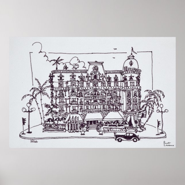 Poster Hotel Negresco - Promenade Inglês | Nice, França (Frente)