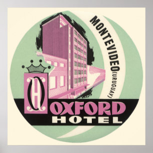 Poster Hotel Oxford, Montevidéu, Uruguai, Viagem Antiga