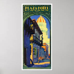 Poster Hotel Plaza Havana viagens vintage