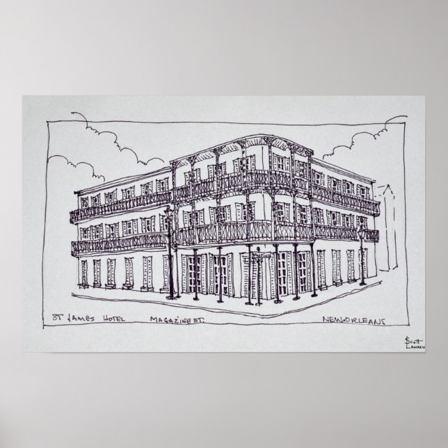 Poster Hotel St. James | French Quarter, Nova Orleans (Frente)