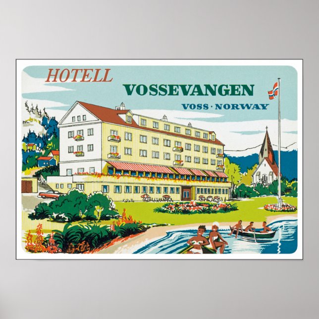 Póster Hotel Vossevangen Noruega (Frente)