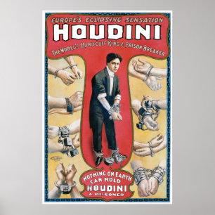 Póster Houdini ~ Vintage Handcuff Escape Artista