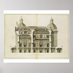 Poster Houghton Hall: Seção transversal da Sala e do Salã