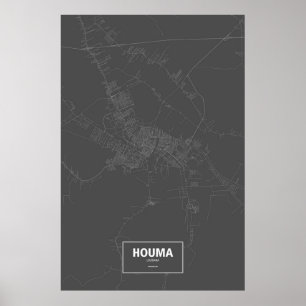Póster Houma, Louisiana (branco no preto)