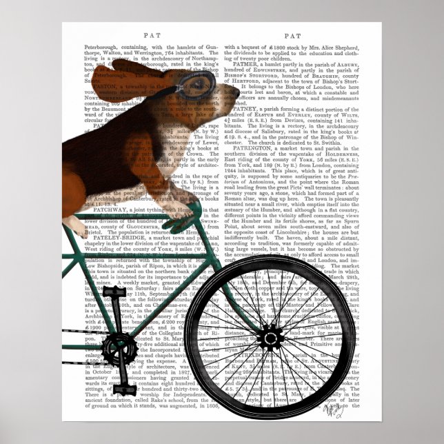 Poster Hound Basset na Bicicleta (Frente)