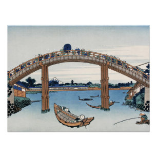Póster Housai Monte Fuji visto de baixo da ponte masculin