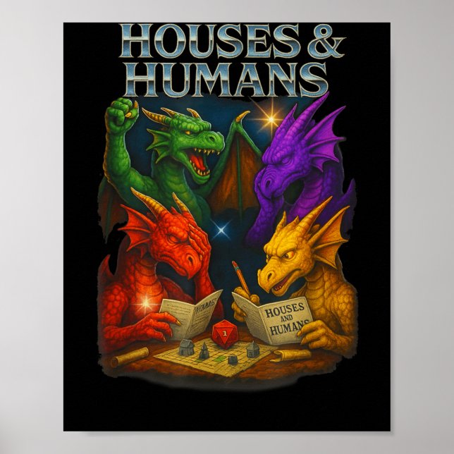 Poster Houses And Humans Funny Novelty Rpg Gamers Men Wom (Frente)