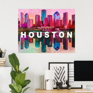 Poster Houston Skyline Grafite Art