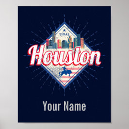 Poster Houston Skyline Texas Estados Unidos Vintage EUA