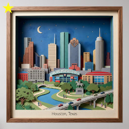 Poster Houston Texas América Arte em Papel em Camadas Dio