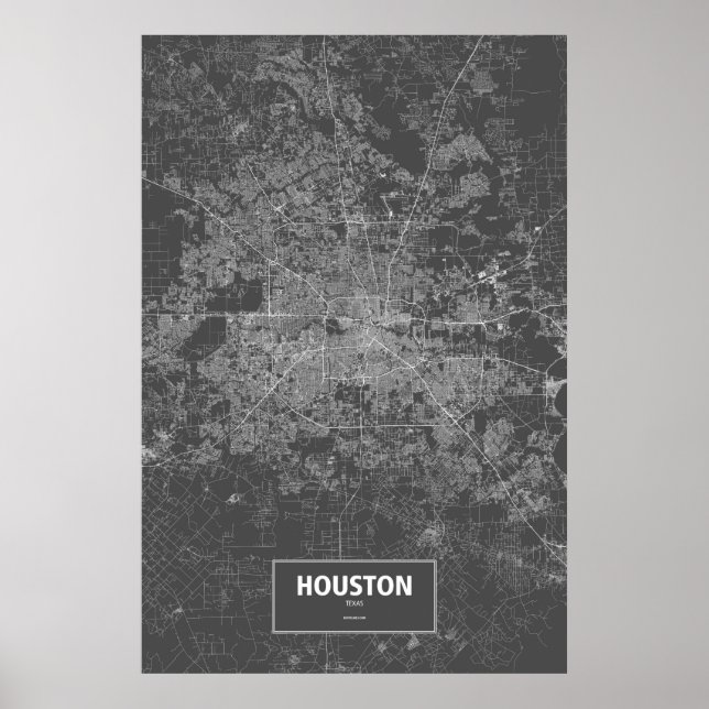 Póster Houston, Texas (branco a preto) (Frente)