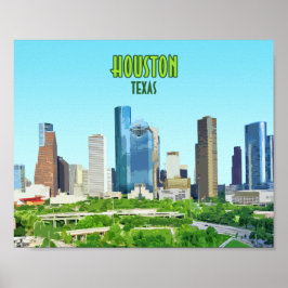 Poster Houston Texas Centro Vintage