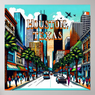 Poster Houston, Texas City View Abstrato Art