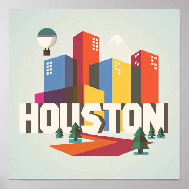Póster Houston, Texas | Design de paisagem urbana (Frente)
