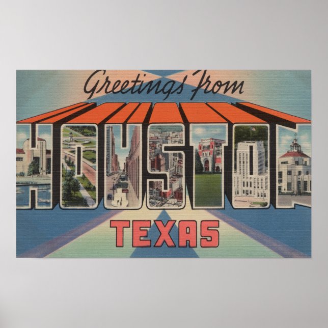 Póster Houston, Texas - Grande Cena de Letra 3 (Frente)