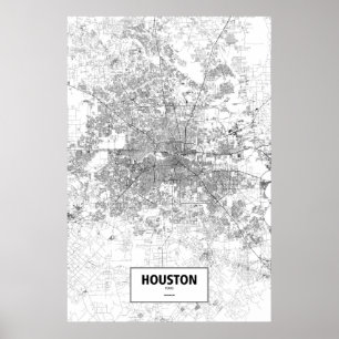 Póster Houston, Texas (preto no branco)