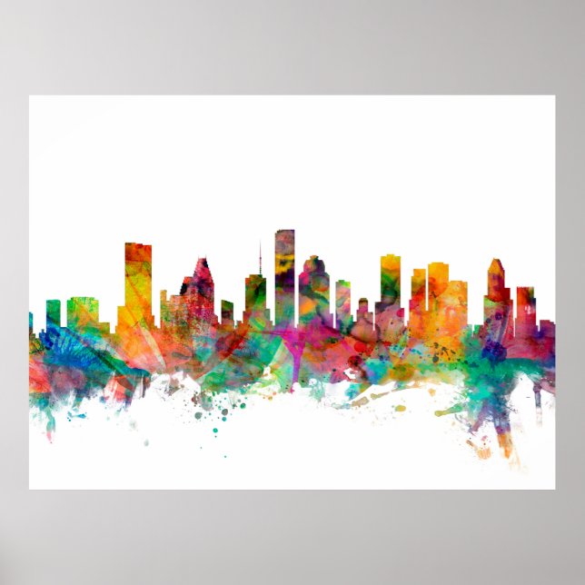 Póster Houston Texas Skyline (Frente)