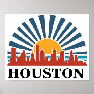 Poster Houston Texas Vintage Sunset Viagem