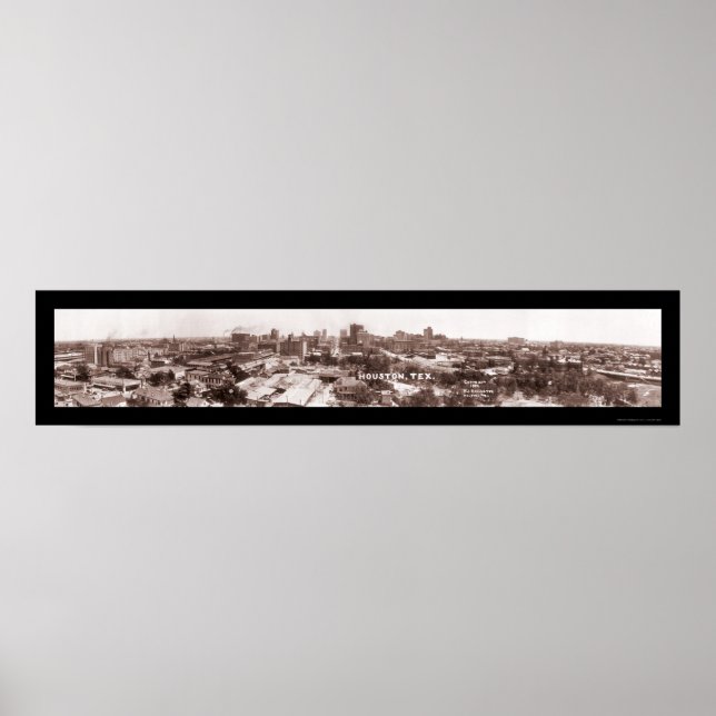 Póster Houston TX Panorâmica Foto 1924 (Frente)