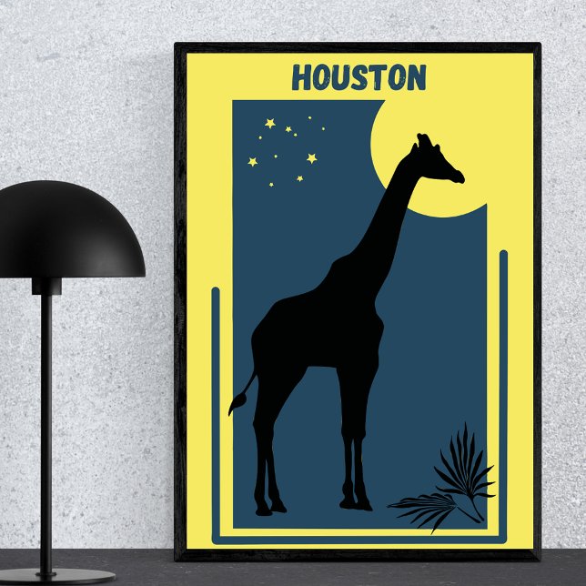 Poster Houston Zoo Texas Vintage Giraffe (Criador carregado)