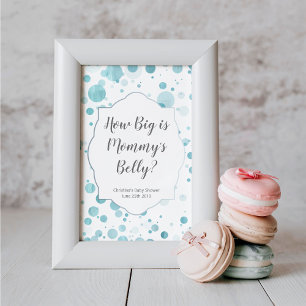 Poster "How Big is Mommy's Belly" Blue Baby Shower
