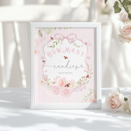 Poster How many candies Love Bug Wildflower Baby Shower