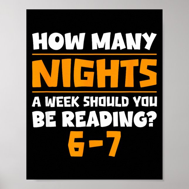 Poster How Many Nights A Week Should You Be Reading 6-7 B (Frente)