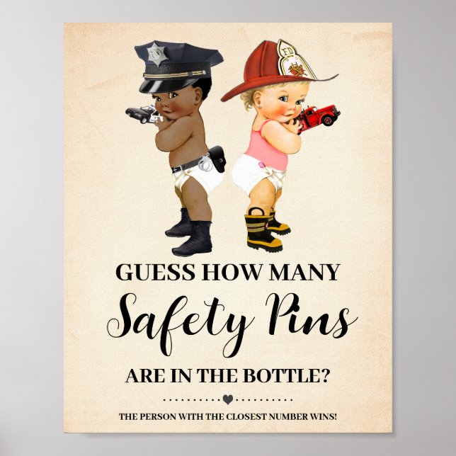 Poster How Many Safety Pins Game Little Recruit Shower (Frente)