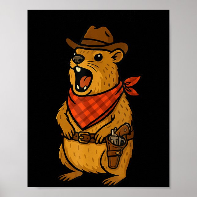 Poster Howdy Cowboy Rock Hyrax Awawa Western Funny  (Frente)