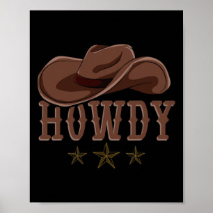 Poster Howdy Western Cowboy Hat Country Cowboy