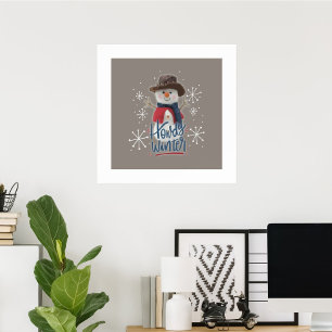 Poster Howdy Winter Cowboy Snowman