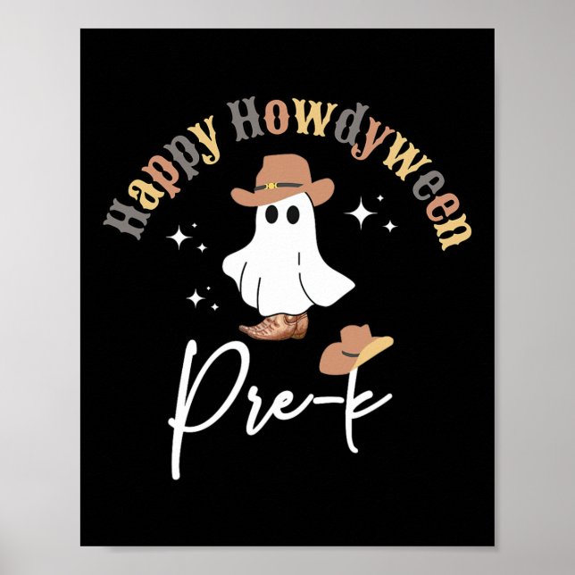 Poster Howdyemberg Pre-k Ghost Western Teacher Preschool  (Frente)