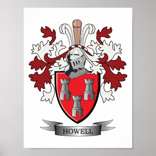 Póster Howell Family Crest Casaco de Armas (Frente)