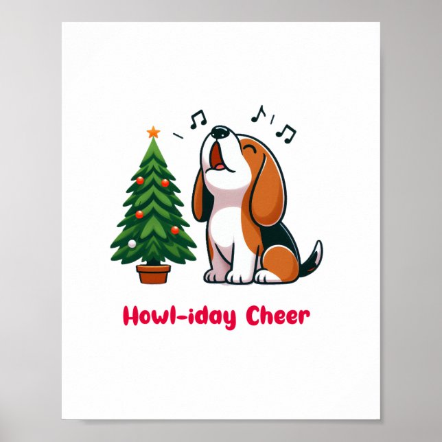 Poster Howl-Friday Cheer Beagle Com Desenho De Árvore De  (Frente)