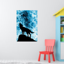 Howling Wolf Winter snowblue smoAbstrato