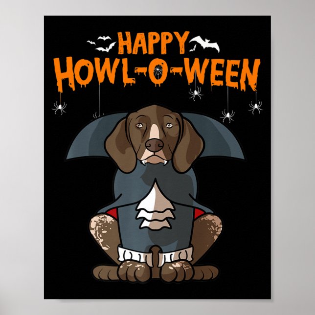 Poster Howloween German Shorthired Dog Halloween (Frente)