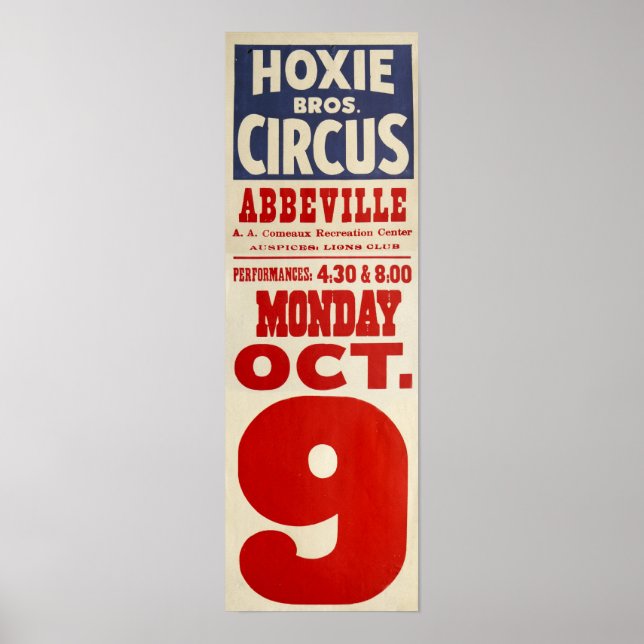 Póster Hoxie Bros. Circo (Frente)